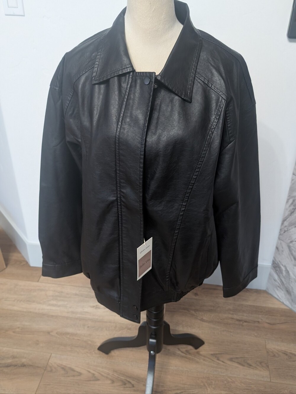 Bella Vita Black Leather Relaxed-Fit Jacket